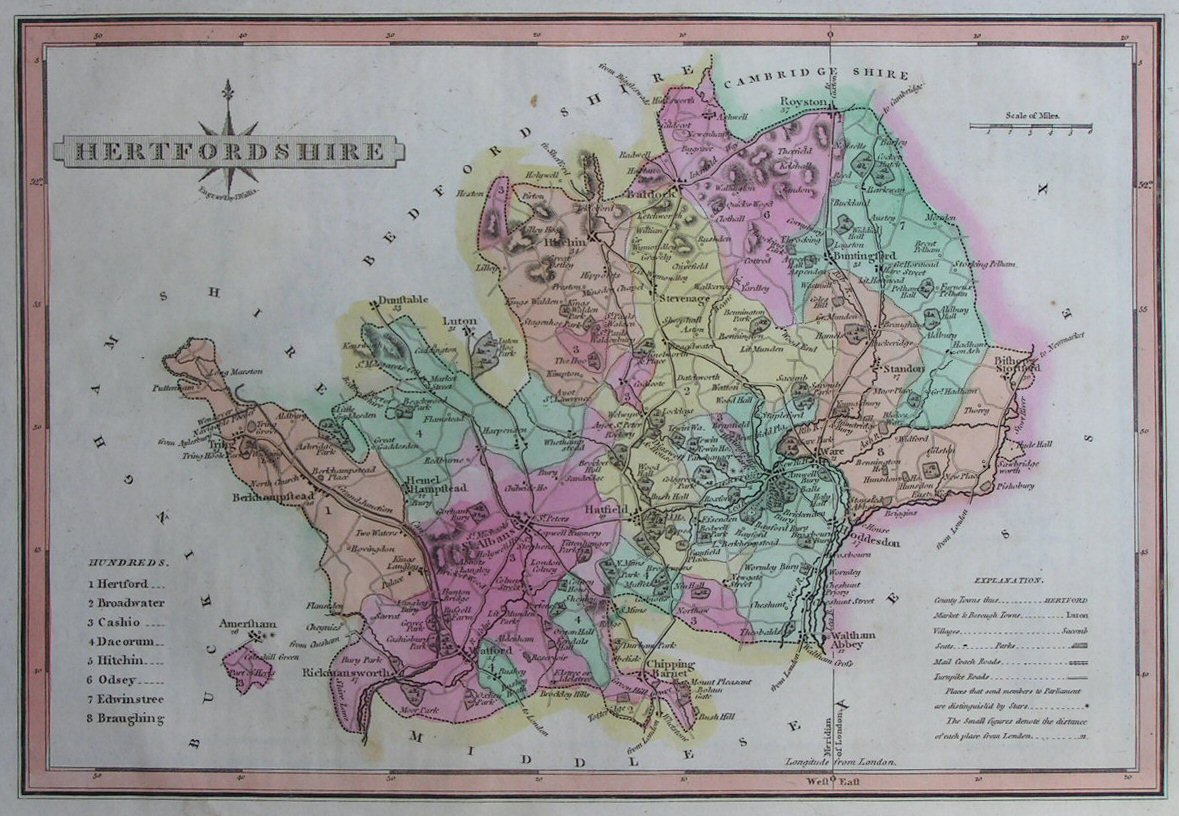 Map of Hertfordshire - Wallis